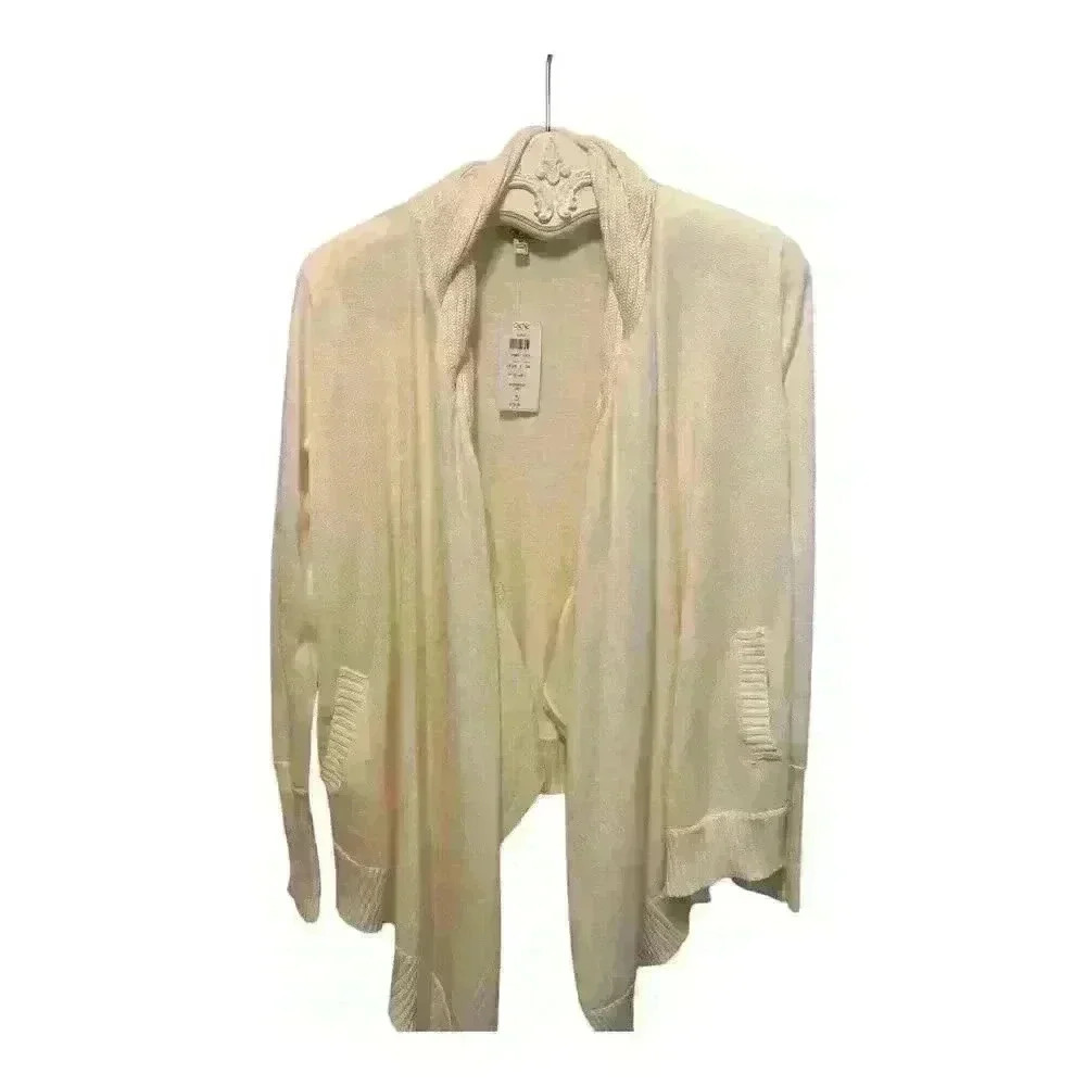 Cache Women's Ivory Open Front Waterfall Cardigan Sweater Size M